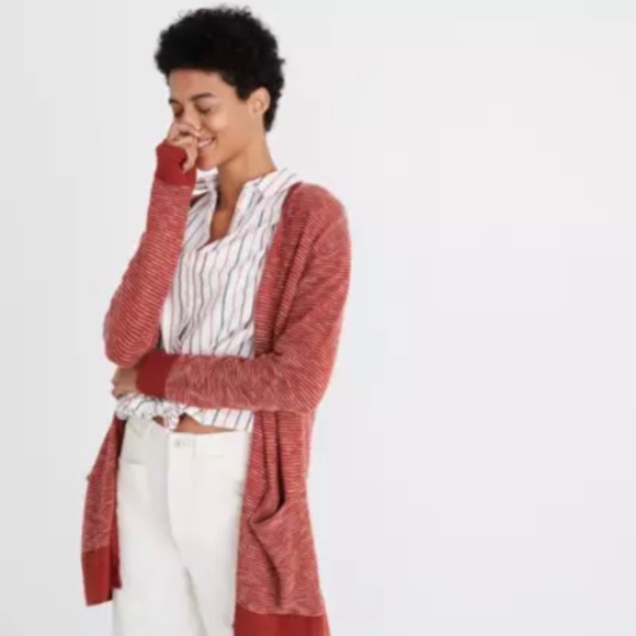 Madewell Summer Ryder Stripe Cardigan in Rusty Torch - Picture 7 of 7